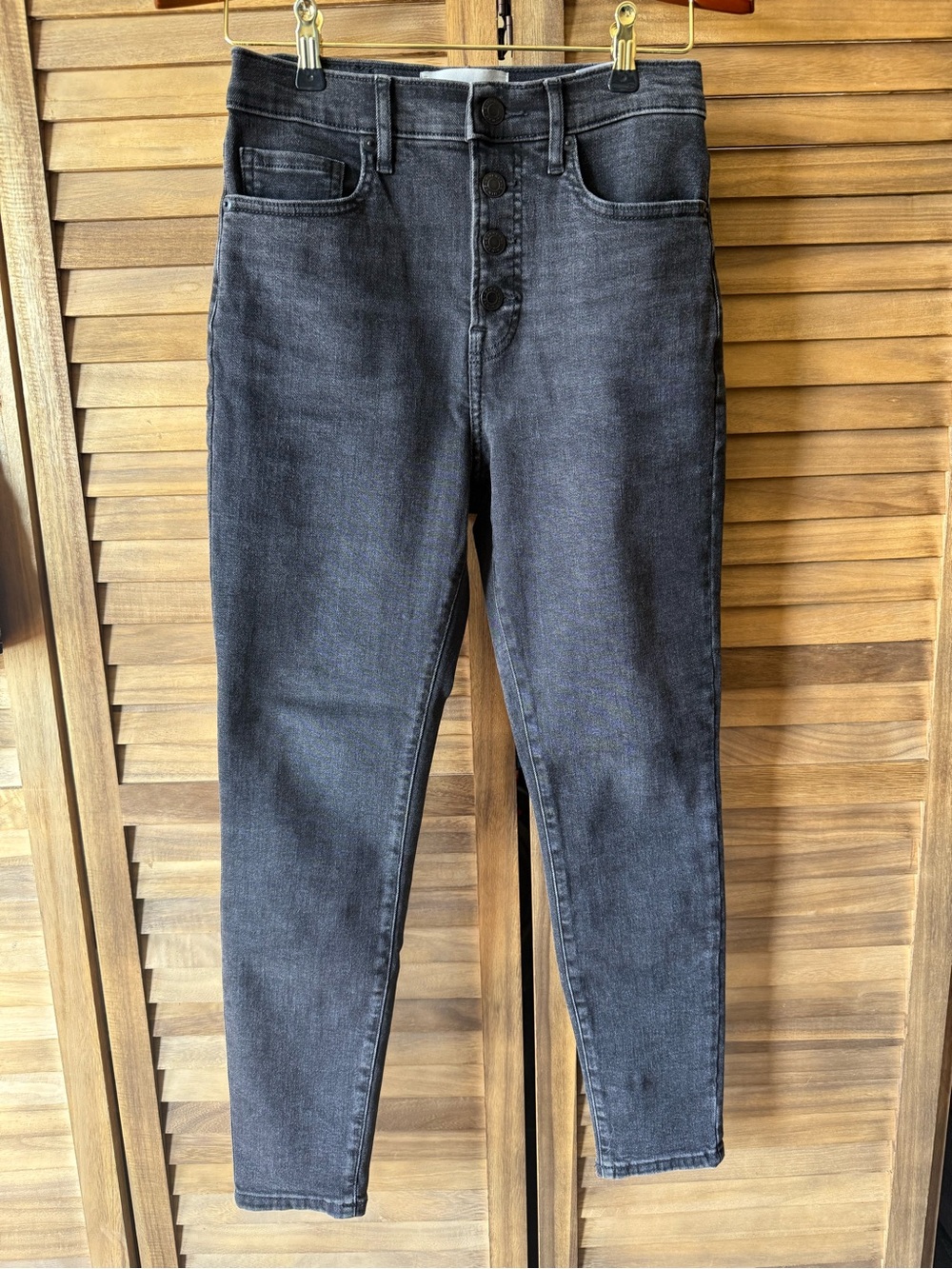 Everlane The High-Rise Skinny Jean- Button Fly in Washed Black - 27 Ankle